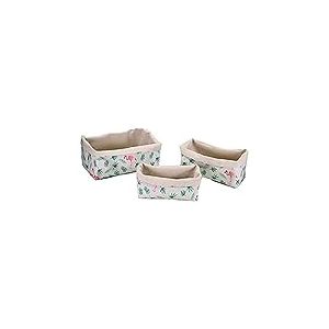 Vacchetti Lot de 3 paniers en tissu flamant rose, rectangulaire, multicolore, moyen