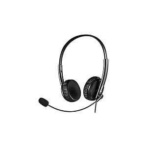 Sandberg 2in1 Office Headset Jack+USB | Casque Filaire avec Microphone | Réunions Mains Libres | Casque de Bureau | Casque 2 en 1 avec USB A et connecteur MiniJack | Contrôle du Volume