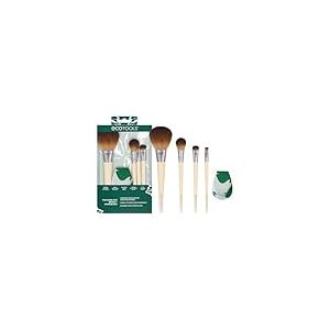 EcoTools Core Five Lot de 5 pinceaux de maquillage et éponge pour fard à paupières, blush, poudre bronzante, eyeliner et fond de teint, éponge de mélange de maquillage, essentiels pour pinceaux