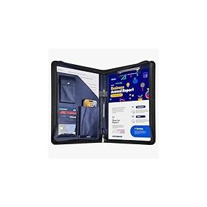 NEWYES Porte Document A4 en Cuir Synthétique Avec Fermeture Éclair - Conférencier Élégant, Portfolio Cadeau pour Homme/Femme, Idéal pour le Bureau et les Voyages (Bleu)
