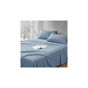 Comfort Spaces Parure de lit 4 pièces 100% Coton Respirant, léger, Doux avec Poche élastique de 35,6 cm pour Matelas jusqu'à 40,6 cm, literie Confortable pour Toutes Les Saisons, taie d'oreiller