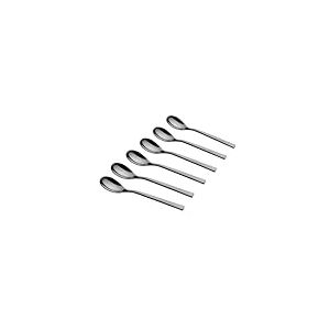 QULINART Lot de 6 cuill&egrave;res &agrave; caf&eacute; en inox 18/10 &ndash; Couverts &eacute;l&eacute;gants en acier inoxydable pour th&eacute;, caf&eacute; et dessert &ndash; Lavable au lave-vaisselle, finition durable et brillante - mirroir noir