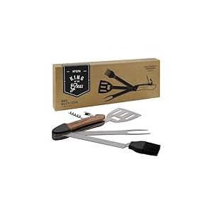Gentlemen's Hardware GEN274 Barbecue Portable et Amovible 5 en 1 avec poignées en Bois et ustensiles en Acier Inoxydable