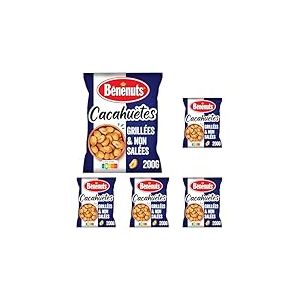 Bénénuts Cacahuètes Grillées Non Salées, 200g (Lot de 5)