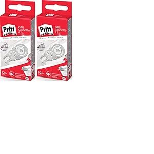 Pritt Cassette de recharge pour roller correcteur Refill Flex Roller Midway, écriture instantanée, pointe flexible et rétractable, fonction push & pull, largeur 4,2 mm, longueur 12 m (Lot de 2)