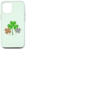 Three Clover Shamrocks Leopard Buffalo Plaid St Patrick Coque pour iPhone 12/12 Pro