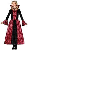 FIESTAS GUIRCA Costume de vampire glamour - Robe de comtesse vampire rouge et noire Déguisement d'Halloween pour femme Taille 36-38 S
