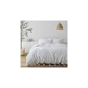 Pineapple Elephant Afra Parure de lit King Size en Mousseline de Coton Blanc