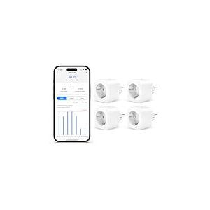 Refoss Prise Connectée WiFi, Prise Programmable avec Apple HomeKit, Intelligente Prise Telecommande avec Mesure de Consommation Électrique, Minuteur Prise avec Alexa et Google Home, Type F, 4 Pièces
