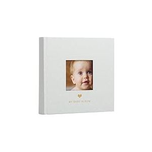 Pearhead Baby Photo Album, Keepsake Book for New and Expecting Parents, Gender-Neutral Baby Accessory, Ideal Gift for Baby Shower, Holds 200 Pictures, Gray and White Polka Dot