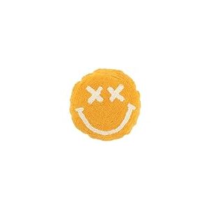 J-Line Coussin Smiley en Coton touffeté Orange/Blanc