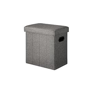 COSYLAND Pouf de Rangement Pliable en Lin &ndash; Ottoman avec Couvercle 42x27x42 cm, Banc Coffre Repose-Pieds 150 kg, Tabouret de Salon avec Espace de Stockage Cach&eacute; &ndash; Gris fonc&eacute;