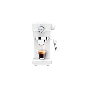 Cecotec Machine à café Express Cafelizzia 790 Steel Pro. Acier Inox, Système Thermoblock, 20Bars, Mode Auto pour 1 et 2 Café(s), Buse vapeur Orientable, Conduit d’eau pour Infusions, Manomètre, 1350W. (Blanc, Avec manomètre)