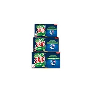Skip Lessive liquide en capsules Fresh Clean 3 en 1, 114 lavages, résultat impeccable et fraîcheur longue durée, sans emballage plastique (lot de 3x38)