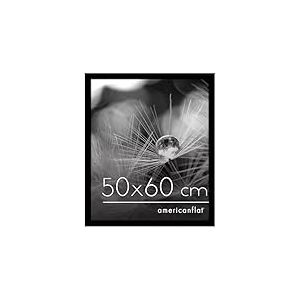 Americanflat Cadre Photo 50x60 cm Noir - Bois MDF avec Vitre Plexi Poli & Mat&eacute;riel de Suspension - Cadre Rectangulaire 60x50 cm - Possibilit&eacute; de Suspension Horizontale ou Verticale