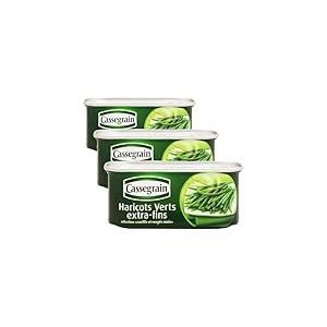 CASSEGRAIN - Haricots Verts Extra-Fins - Cueillis & Rang&eacute;s &agrave; la Main - Nutri-Score A - Emballage 100% Recyclable - Bo&icirc;te de Conserve 110 g (Lot de 3)