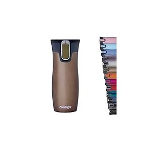 Contigo West Loop Autoseal Travel, Thermique en acier inoxydable, Fiole à vide, Gobelet étanche, Tasse à café avec couvercle facile à nettoyer sans BPA, Latté, 470 ml, Latte