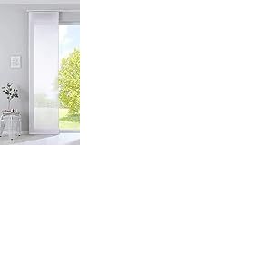 Gardinenbox Nizza 2019032 Rideau Coulissant, en Voile de Coton Semi-Voile, Dimensions (H x l) : 245 x 60 cm, Couleur : Blanc, Transparent, Panneau, avec tringles et Barres de lestage