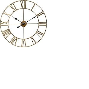 LW Collection Horloge Murale Olivier Gold 60cm - Horloge Murale Chiffres Romains - Horloge Murale Industrielle Mouvement Silencieux