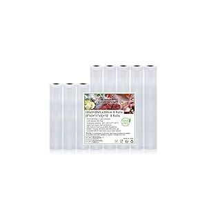 KitchenBoss Sac Sous vide Alimentaire：Rouleau Sous Vide Alimentaire sans BPA pour Appareil Sous Vide, Film Sous Vide Alimentaire, 20x3/28x5/x300cm 8 Rouleaux, Sac Congelation Sous Vide Gaufré