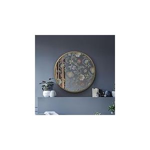 MirrorOutlet The Satis Miroir Mural Rond Moderne avec Cadre dor&eacute; et Cadre en m&eacute;tal dor&eacute; 60 x 60 cm