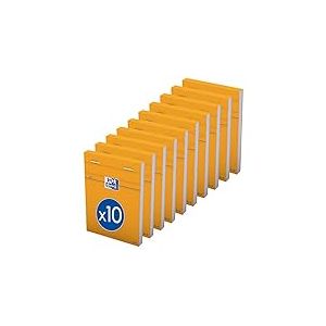 Oxford 100106277 Lot de 10 Bloc-Notes Petits Carreaux 5mm 80 Feuilles Agrafées Couverture Carte Enduite Orange, 8,5 x 12 cm