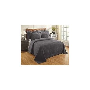 Better Trends - Collection Jullian - Couvre-lit décoratif en Chenille 100% Coton léger, Motif à Rayures Classiques, pour Chambre à Coucher, pour lit Queen Size, Motif à Rayures Classiques