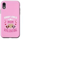 Sorry Girls Mommy is My Valentine C&oelig;urs l&eacute;opard et Plaid Coque pour iPhone XR