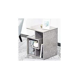 BAKAJI Bibliothèque Basse étagère à 4 étagères en Bois MDF Table café latérale, canapé Design Moderne, décoration pour Salon, Maison ou Bureau, Dimensions 45 x 40 x 55 cm (Gris)