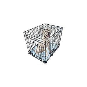 Ellie-Bo Cage de Luxe pour Chiens et Chiots, Cage Pliable &agrave; 2 Portes Avec Tapis en Fausse Peau de Mouton (Taille M, 76,2 cm, Noir)