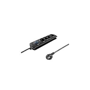 qoltec 50104 Multiprise avec parasurtenseur, 4 Noir