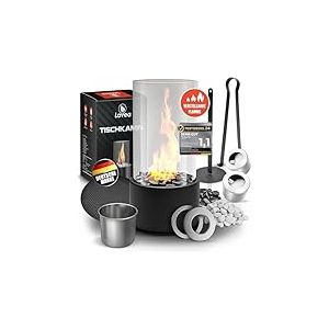 Cheminée de Table à l'éthanol pour intérieur et extérieur – Cheminée de Table au bioéthanol avec Flamme réglable – 2 Chambres de Combustion pour Une durée de Combustion Infinie – Cheminée au