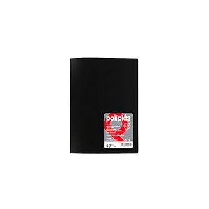 Grafoplas 1440010 – Classeur de 40 pochettes, format feuille, couverture en PP (polypropylène), couleur noire