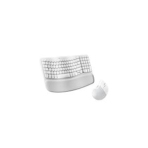 Logitech Wave Keys for Mac + souris verticale Lift for Mac, ensemble clavier et souris ergonomiques sans fil, Bluetooth, optimis&eacute;s pour macOS/iPadOS/MacBook/iMac/iPad, AZERTY FR - Blanc