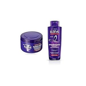L'Or&eacute;al Paris - Elseve Color-Vive - 250ml Masque Violet D&eacute;jaunisseur Intense pour Cheveux D&eacute;color&eacute;s/Eclaircis & Shampooing - Pour Cheveux Blonds ou Blancs - 200 ml