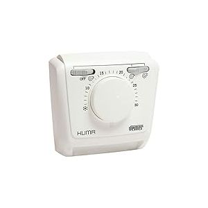 VEMER VE268900 KLIMA 3V - Thermostat d'ambiance Mécanique avec Bouton pour Ventilo-Convecteur, Fonction Chauffage et de Refroidissement, Sélecteur 3 Vitesses + Interrupteur Off, Blanc