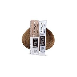 Vitalcare | +Sense - Coloration Permanent Professionnel, crème colorante cheveux, sans amabaiture, résorcine, PPD, Siliconi - Avec huile d'Argan, Macadamia et Avocado, 8/00 Blond clair 100 ml