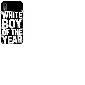 White Boy Of The Year Message Humour Noir Sarcastique Coque pour iPhone XR