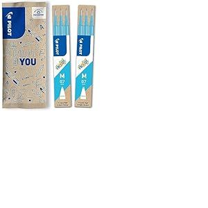 PILOT - Lot de 2 Étuis de 3 Recharges FriXion - Recharges pour Stylos Éffaçables- Compatibles FriXion Ball et FriXion Ball Clicker - Turquoise, Pointe Moyenne (6 Recharges)