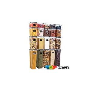 YASHE Boite Hermetique Alimentaire, 20 Bo&icirc;tes Alimentaires en Plastique Sans BPA avec Couvercles, Boite de Rangement Cuisine, pour C&eacute;r&eacute;ales, Farine et Aliments Secs