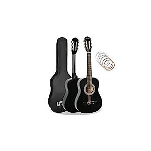 3rd Avenue Pack Guitare Classique enfant Taille 1/2 pour Débutants avec Cordes en Nylon, Housse, Cordes de Rechange – Noir