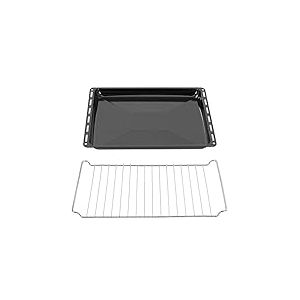 ICQN Set Plaque de Four &Eacute;maill&eacute;e 45,5x37,5x3 cm + Grille, Compatible avec Bosch, Siemens, Constructa, L&egrave;che-frite 30 mm avec Grille