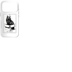 The Hermit Tarot Card in Box Mystic Funny Cat in Box Coque pour iPhone 17 Pro