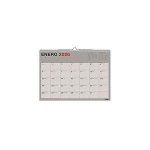 Miquelrius - Calendrier mural 2026, papier 100% recycl&eacute; post-consommation, organiseur mensuel A3 : 420 x 296 mm, avec double spirale et espace pour noter, planificateur &agrave; suspendre, espagnol