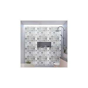 Stickers adh&eacute;sifs carrelages | Sticker Autocollant Carreaux de Ciment - Mosa&iuml;que carrelage Mural Salle de Bain et Cuisine | Carreaux de Ciment adh&eacute;sif Mural - azulejos 10 x 10 cm - 30 pi&egrave;ces