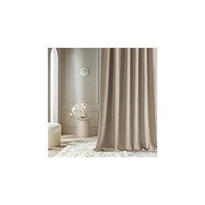 ROOM99 Rideau avec &oelig;illets Aura 140 x 250 cm Largeur x Hauteur, D&eacute;coration de Fen&ecirc;tre, Curtains et Draperies int&eacute;rieurs pour Salon, Chambre Moderne Lisse Beige, 1 pi&egrave;ce