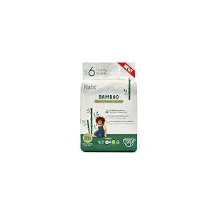 Naty Bamboo - Couches pour Bébé en fibres de viscose de bambou – Douceur soyeuse, Couches à base de plantes, Testées dermatologiquement pour peau sensible et super absorbantes (Taille 6, 120 unités)