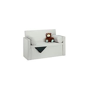 Relaxdays Banc dossier 2 places banquette coffre de rangement pliable assise pratique pliant HxlxP: 75x115x47 cm, crème