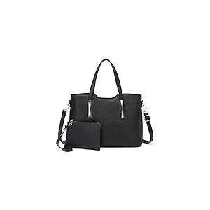 Miss Lulu Sac Fourre-Tout Femme en Cuir Synthétique,Sac à Épaule avec Pochette Amovible,Sac à Main Bandoulière Uni pour Travail Lycée Voyages et Shopping