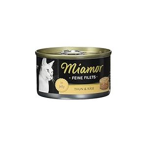 MIAMOR Filets Fins en gelée - Nourriture Humide pour Chats Adultes avec Morceaux de Filet en gelée - Complément Alimentaire Faible en Gras dans Une boîte sans additifs - 24 x 100 g de Thon et de